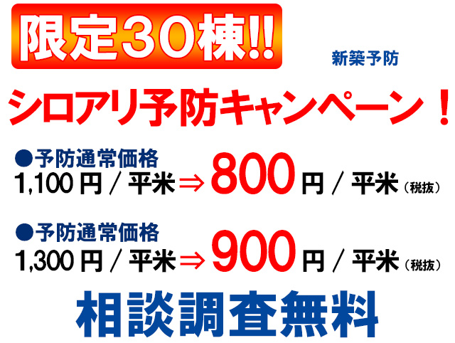 限定30棟 シロアリ予防キャンペーン